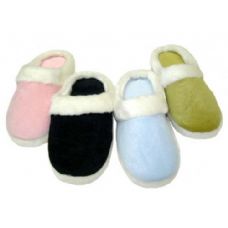 Wholesale Footwear Girl Solid Color Velour With Fur Cuff Colors: Black, Lt. Blue, Lt. Pink And Green