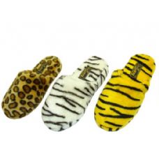 Wholesale Footwear Ladies Plush Animal Print Slippers