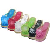Wholesale Footwear Women's Silk Flower Top Slide Flip Flops
