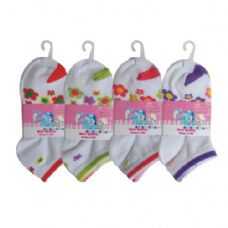 3 Pair Girls Flower Ankle Socks Size 4-6 Assorted Colors