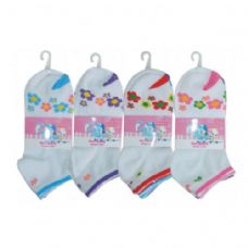3 Pair Girls Flower Ankle Socks Size 6-8 Assorted Colors