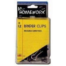 Binder Clips - 12 Pk - 3/4 - Plastic Boxed