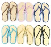 Wholesale Footwear Women's Bamboo Flip Flops - Solid Color Trim