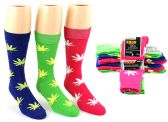 Men's Casual Crew Dress Socks - Marijuana Leaf Print - Size 10-13