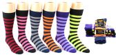 Men's Casual Crew Dress Socks - Striped Print - Size 10-13