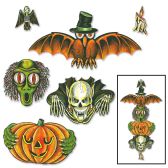 Vintage Halloween Totem Pole Cutouts Prtd 2 Sides; Can Be Used Together Or Separately