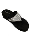 Wholesale Footwear Cammie Double Wedge Sandals With Rhinestones In Black
