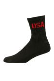 Women's Usa Printed Crew Socks In Solid Black Size 9-11
