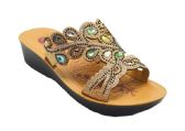 Wholesale Footwear Fashion Platform Rhinestone Sandals For Women Sole Open Toe In Color Gold Size 6-11