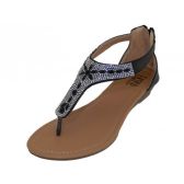 Wholesale Footwear Lady White Rhinestone Sandals With Back Zipper Black Size 6-11