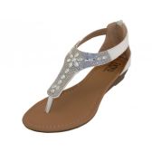 Wholesale Footwear Lady White Rhinestone Sandals With Back Zipper White Size 5-10