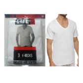 Life Men's 3pk White V-Neck T-Shirts Size Large