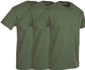 Mens Military Green Cotton Crew Neck T Shirt Size Large