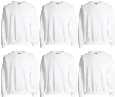 Mens White Cotton Blend Fleece Sweat Shirts Size L Pack Of 6