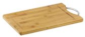 Home Basics 8" x 12" Bamboo Cutting Board with Juice Groove and Stainless Steel Handle