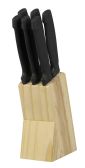 Home Basics 6 Piece Stainless Steel Steak Knife Set with All Natural Wood Display Block