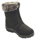 Wholesale Footwear Women Comfortable Winter Boots With Fur Lining Color Black Size 7-11