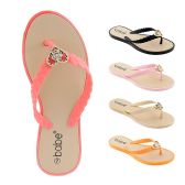 Wholesale Footwear Women's Flip Flop With Braided Straps And Crystal Heart Ornament