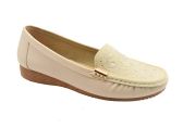 Wholesale Footwear Womens Leather Loafers & Slip - Ons Flats Driving Walking Casual Soft Sole Shoes Color Beige Size 7-11