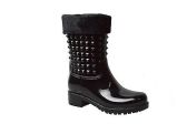 Wholesale Footwear Womens Rain Boots Lightweight With Fur Lining Color Black Size 6-10