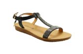 Wholesale Footwear Womens Sparkle Sandals Ankle Strap In Black Color Size 6-11