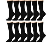 Yacht & Smith Ladies Thin Cotton Black Crew Socks, Size 9-11
