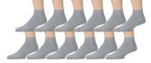 Yacht & Smith Men's Cotton Sport Ankle Socks Size 10-13 Solid Gray