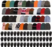 Yacht & Smith Unisex Assorted Winter Hats And Black Stretch Glove Set